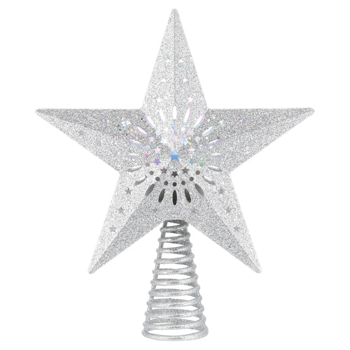 Projection LED Star Christmas Tree Topper, Silver, 10", by Holiday Time