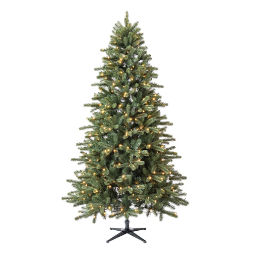7.5' Pre-Lit Birchwood Fir Green Artificial Christmas Tree with 500 Warm White Twinkle LED Lights, Quick Set, and Stand, by Holiday Time