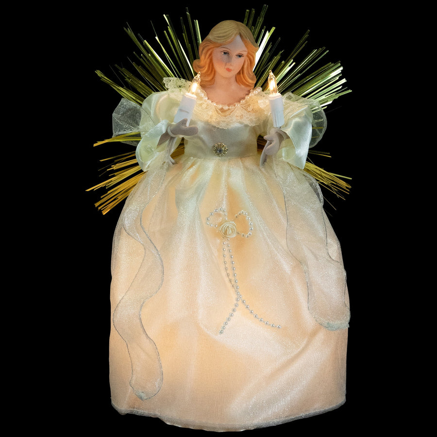Northlight Angel with Candle Lighted Christmas Tree Topper - 10.5” - Gold - Clear Lights