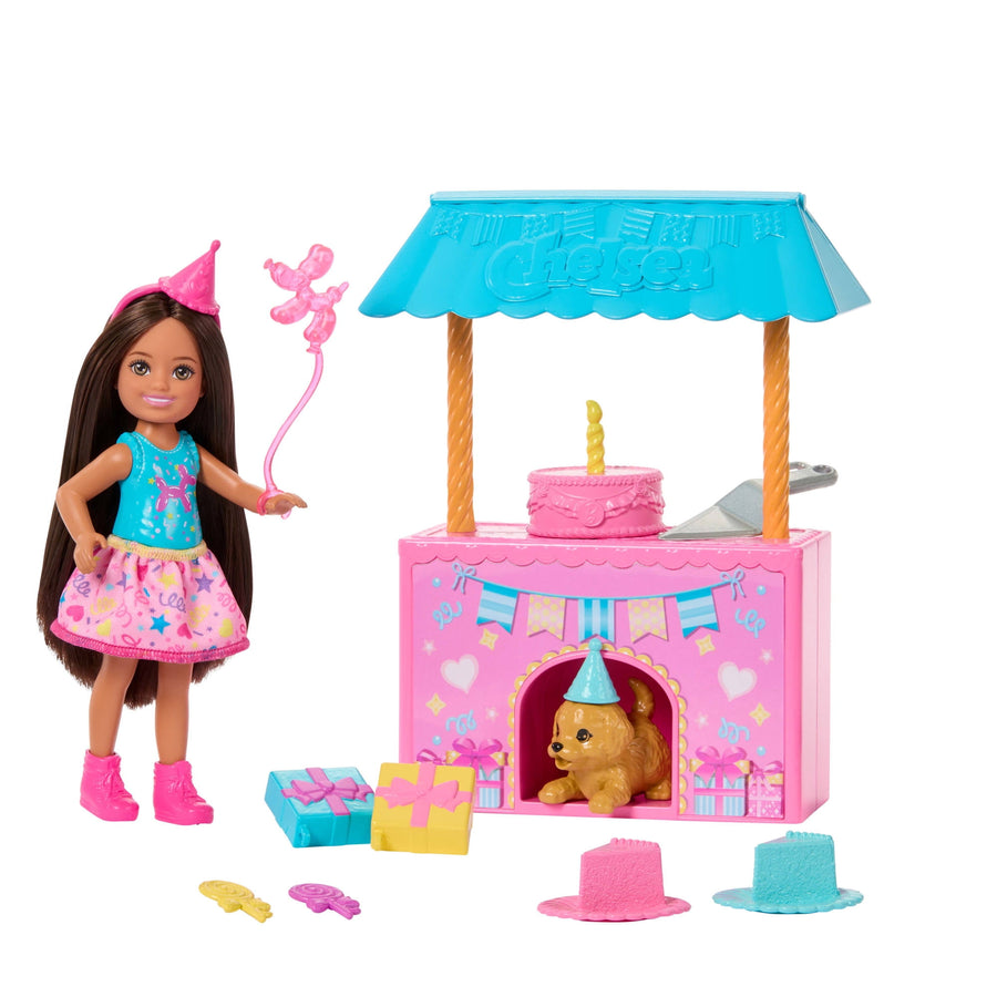 Barbie Family & Friends Club Chelsea Surprise Birthday Party Playset with Small Doll & 10+ Accessories