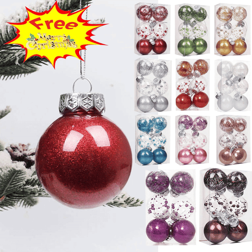 PALIFEUR 6Pcs Christmas Balls Ornaments, Christmas Shatterproof Ball with Strings - Christmas Decorations for Xmas Tree, Holiday, Wedding, Party, Christmas Gifts (Free Pendant)