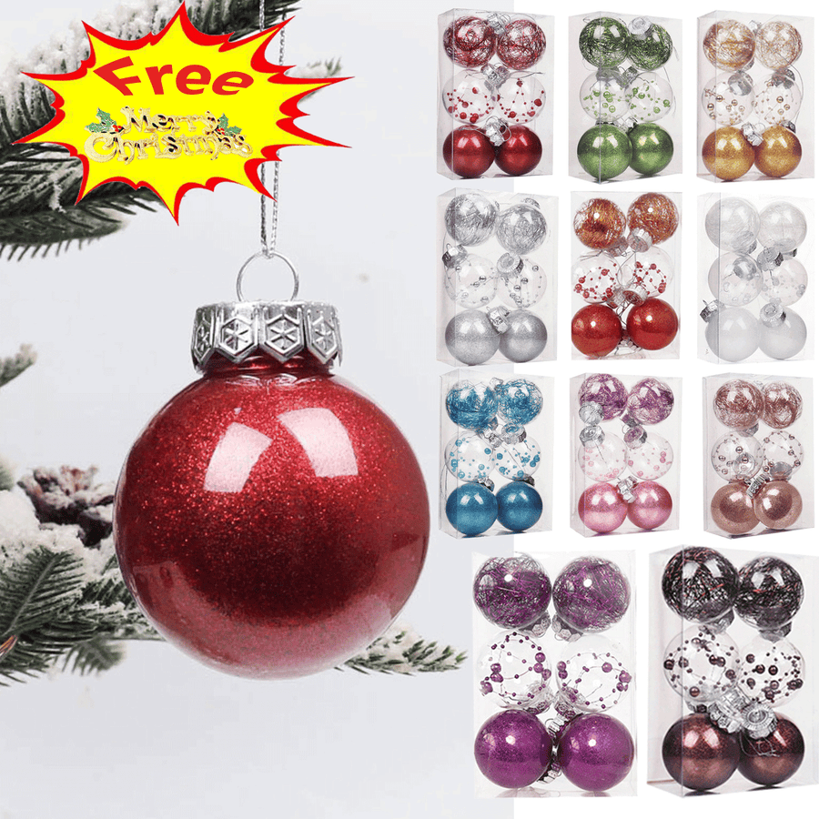 PALIFEUR 6Pcs Christmas Balls Ornaments, Christmas Shatterproof Ball with Strings - Christmas Decorations for Xmas Tree, Holiday, Wedding, Party, Christmas Gifts (Free Pendant)