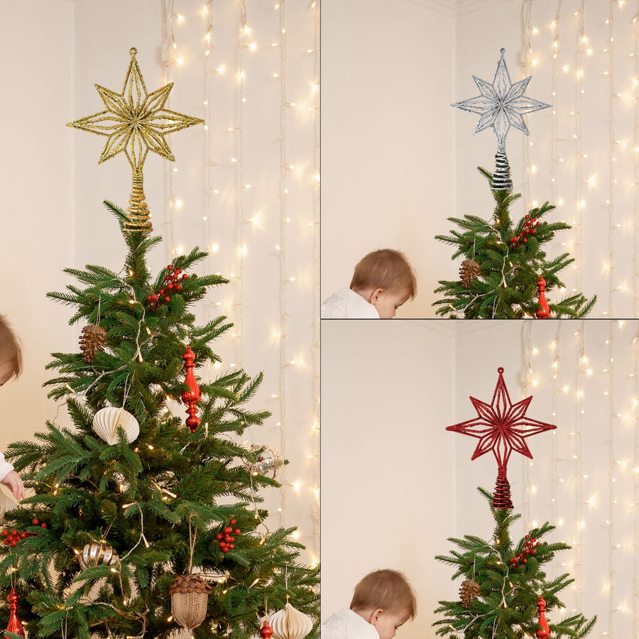 Christmas Angel Tree Topper Christmas Doll Tree Top Star Gold Red Winged Fabric Dress Christmas Decoration Xmas Tree Ornaments Decoration