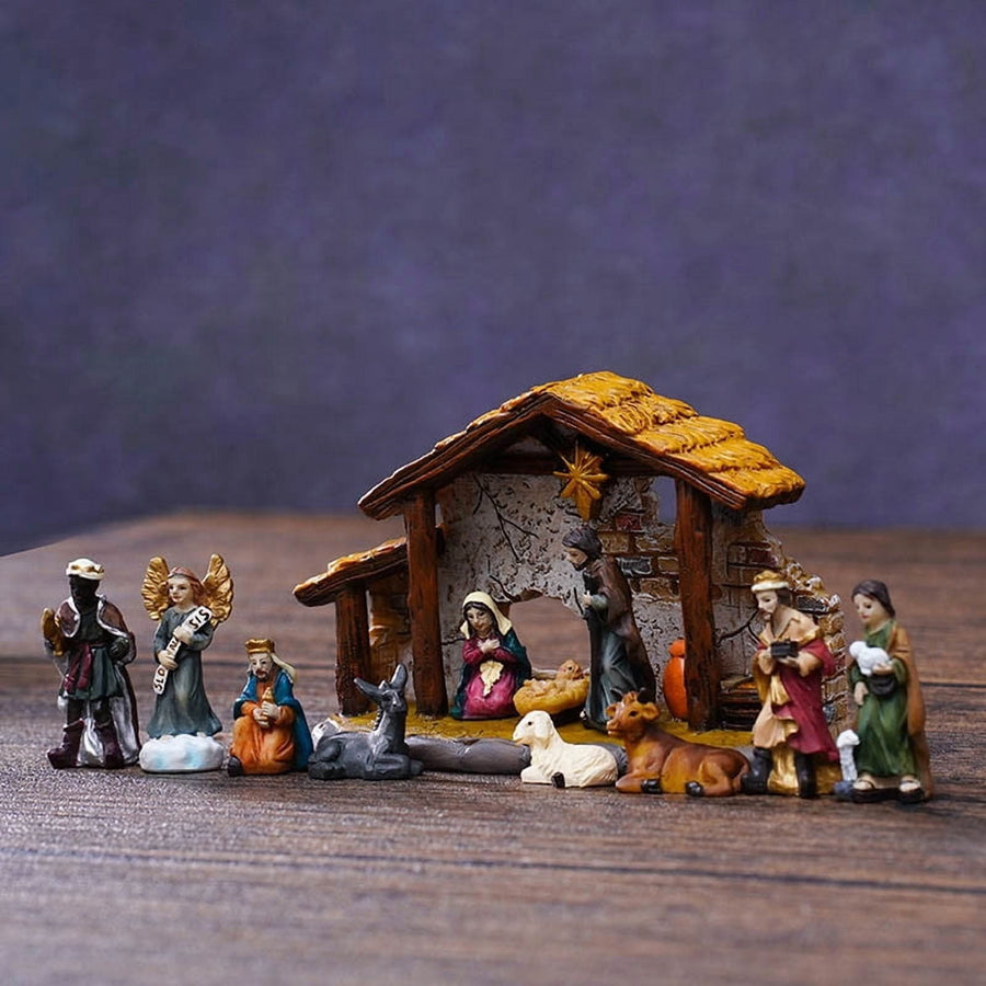 Christmas Nativity Figurine Set, Jesus Manger Scene, Nativity Sets & Figures, Birth of Jesus for Christmas, Christmas Nativity Scenes Holy Family Statue, Hand Resin Craft Statue A