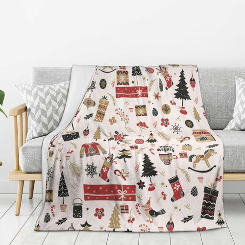 Christmas Throw Blanket, Christmas Decorations Fuzzy Cozy Soft Warm Fleece Sherpa Winter Holiday Comfort Velvet Touch Ultra Plush Throw Blanket for Couch, Sofa and Bed, 40''''x50''''