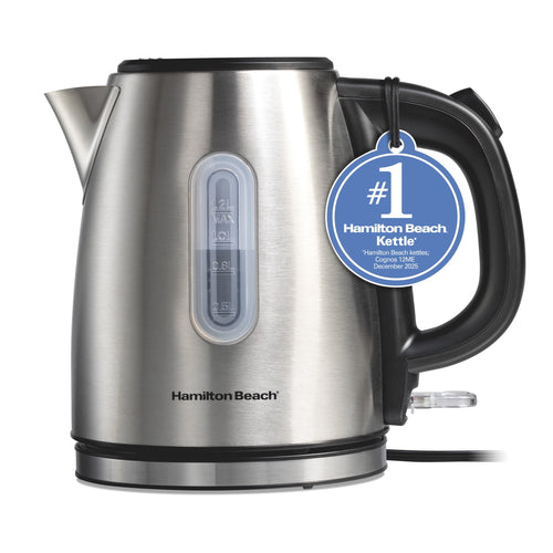 Hamilton Beach 1.2L Electric Kettle, 1500 W, Electric Tea & Water Kettle with Auto Shut-Off, Boil-Dry Protection & Water Monitor, Stainless Steel