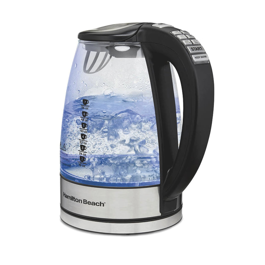 Hamilton Beach Temperature-Control Electric Kettle, 1500W 1.7L, 6 Presets with Auto Shutoff, Glass