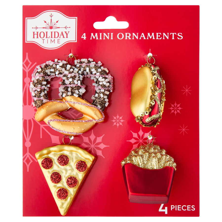 4-Count Multicolor Food Mini Christmas Ornaments, by Holiday Time