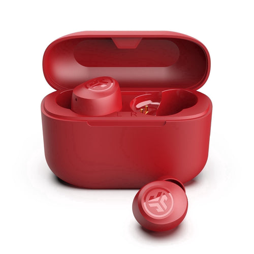 JLab Go Pop+ True Wireless Earbuds, Rose Red, Bluetooth, IPX4 Water Resistance, Be Aware Mode