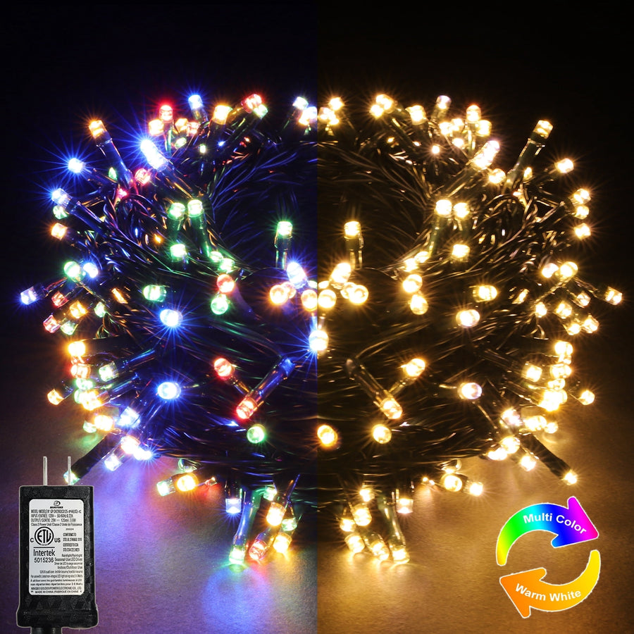 LED Christmas String Lights, 75FT 200 LEDs, Color Changing, Timer Function, Warm White & Multicolor for Halloween Xmas Tree Home Patry