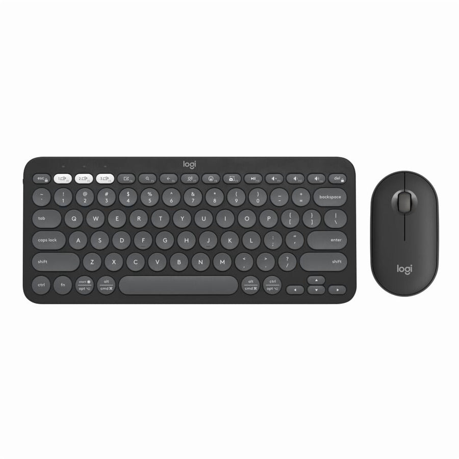 Logitech Pebble 2 Combo Wireless Quiet Keyboard and Mouse, Customisable, Logi Bolt, Bluetooth, Tonal Graphite