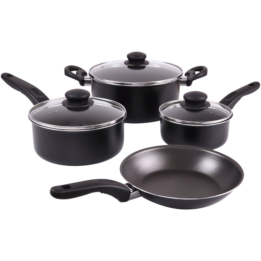Mainstays 7-Piece Nonstick Aluminum Cookware Set, Black