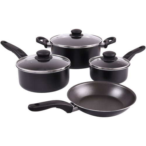 Mainstays 7-Piece Nonstick Aluminum Cookware Set, Black