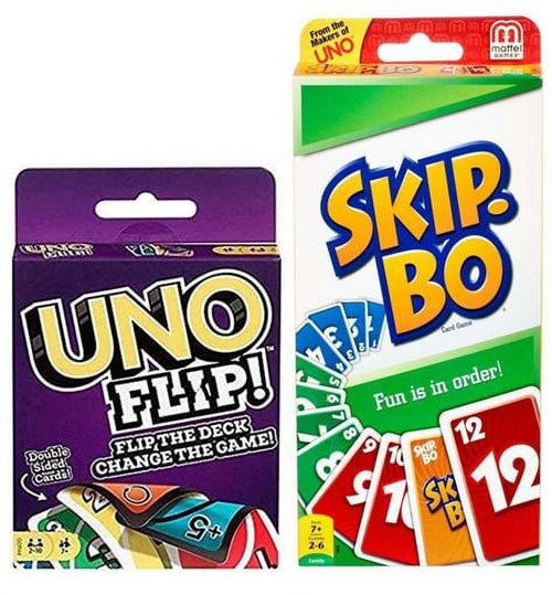 Mattel Skip Bo and Uno Flip Card Games, 162 Count