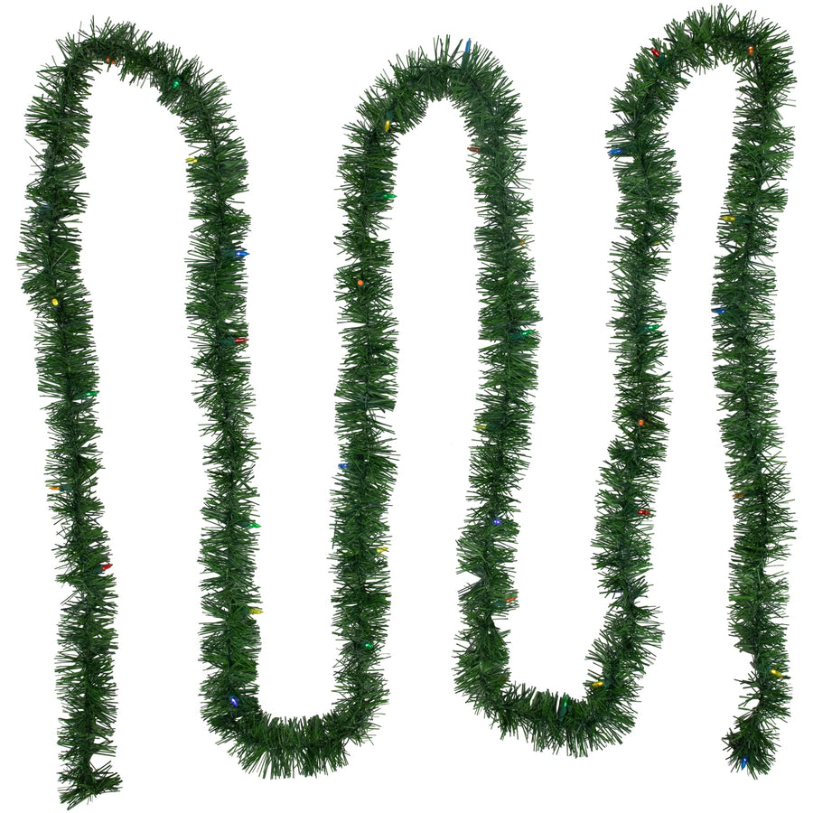 Northlight Pre-Lit LED Battery Operated Pine Artificial Christmas Garland - 18' x 3" - Multicolor