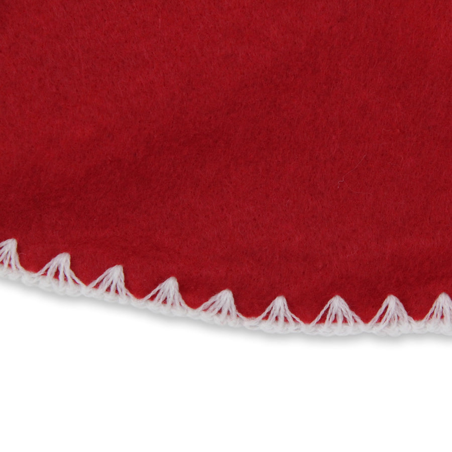 Shell Stitching Christmas Tree Skirt - 26" - Red and White