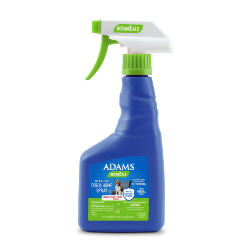 Blue Adams Botanicals trigger spray bottle with green accents and product label on white background