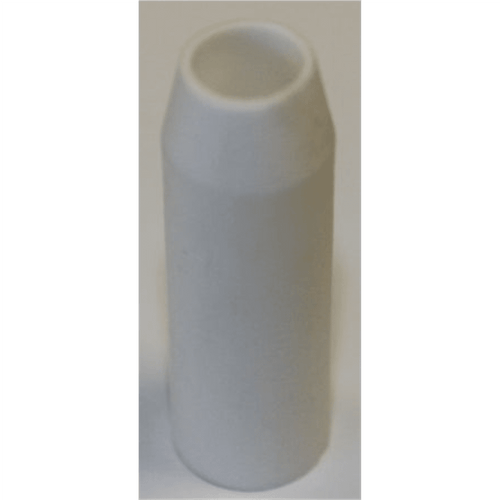 White cylindrical ceramic siphon nozzle with tapered top and hollow opening