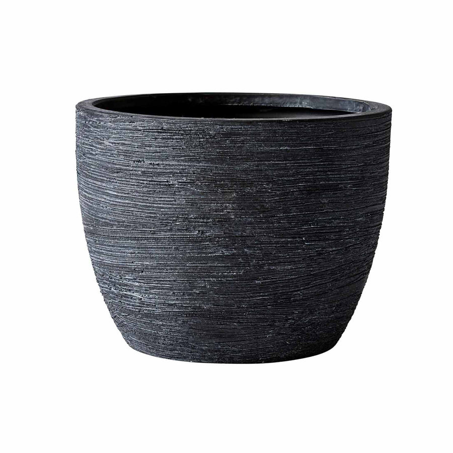 Better Homes & Gardens textured matte black ceramic plant pot with horizontal grooves