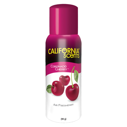 California Scents Coronado Cherry aerosol spray can with cherries illustration on a white background