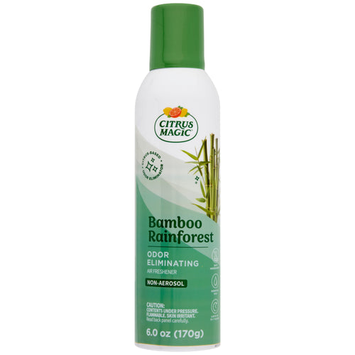 Tall Citrus Magic Bamboo Rainforest non-aerosol air freshener can with green cap on white background