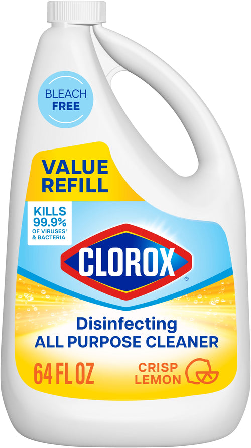 White Clorox value refill jug labeled Disinfecting All Purpose Cleaner in crisp lemon scent, front label visible
