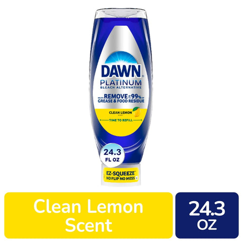 dawn platinum bleach alternative clean lemon ez-squeeze liquid dish soap bottle, 24.3 fl oz