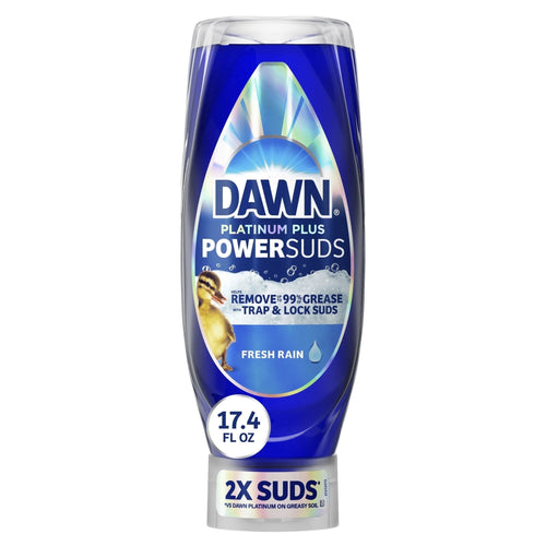 dawn platinum plus powersuds fresh rain dish soap ez-squeeze bottle, 17.4 fl oz