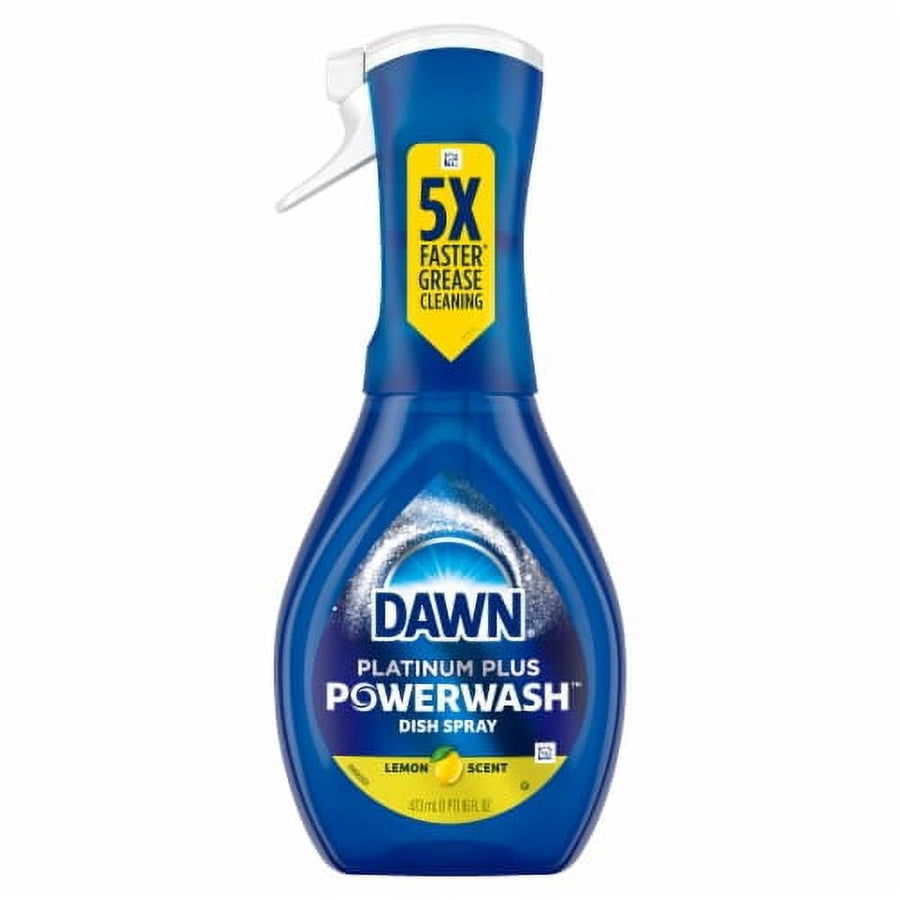 Dawn Platinum Plus Powerwash lemon-scent spray bottle showing front product branding