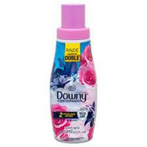 Pink-capped Downy concentrado floral fabric softener bottle with rose and floral label artwork