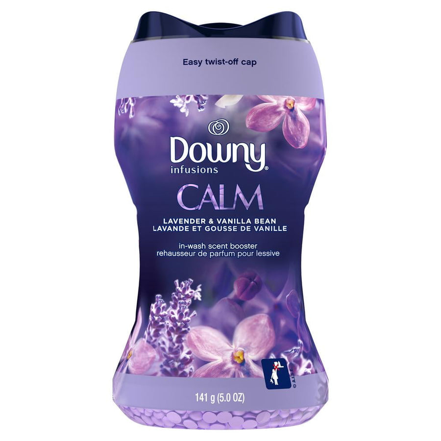 Downy Infusions CALM in-wash scent booster bottle with lavender and vanilla bean imagery