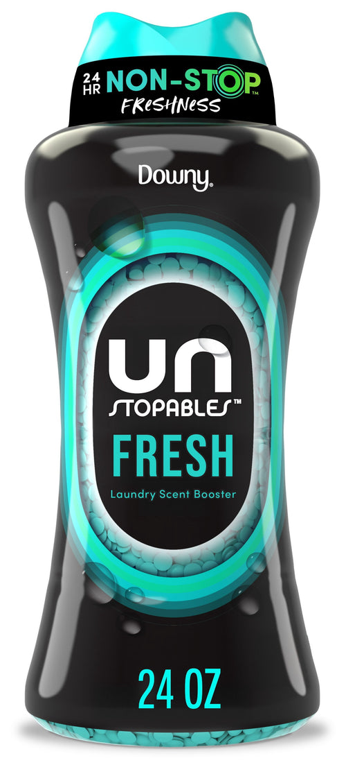 Single Downy Unstopables Fresh laundry scent booster bottle showing label and 24 oz marking