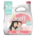 White Dreft newborn liquid detergent jug with pink cap, baby photo on label and a red "125" loads badge