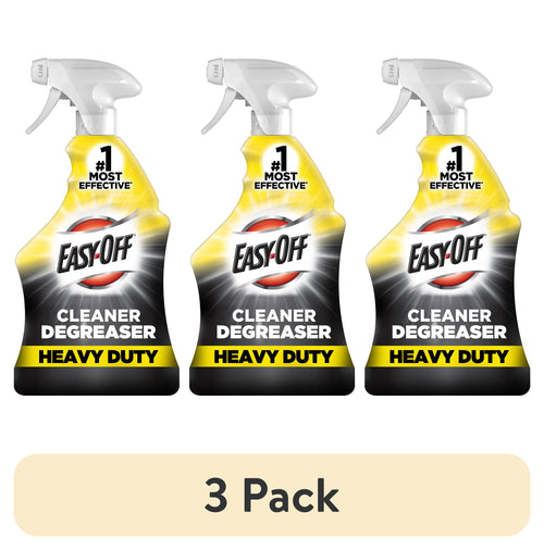 Three Easy-Off Heavy Duty Cleaner Degreaser spray bottles shown side-by-side on a white background