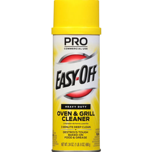 Tall Easy-Off Pro heavy duty oven and grill cleaner aerosol can with yellow cap and label