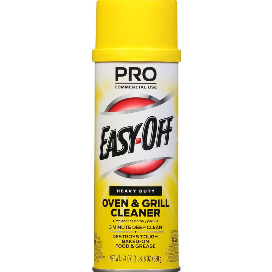 Tall Easy-Off Pro heavy duty oven and grill cleaner aerosol can with yellow cap and label