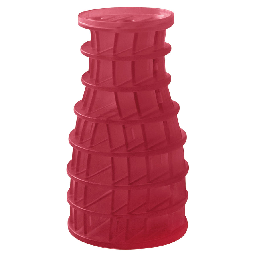 Red Eco Air 2.0 spiced apple cone-style gel air freshener with ribbed spiral exterior on white background