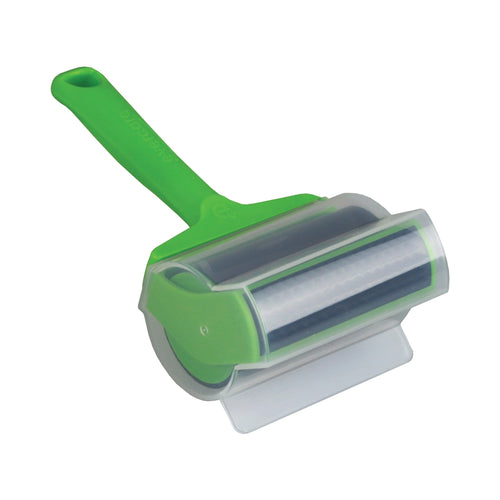 Green Evercare reusable gel lint roller with protective clear cover shown at an angle