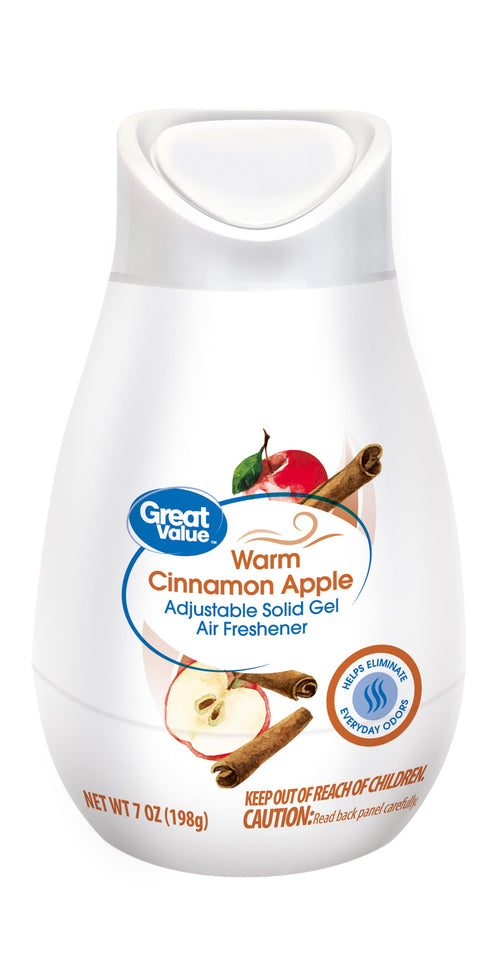 Front view of Great Value Warm Cinnamon Apple adjustable solid gel cone air freshener