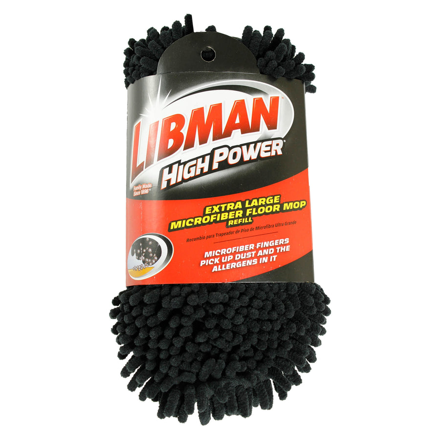 Libman High Power black chenille microfiber mop refill in retail packaging with branded label