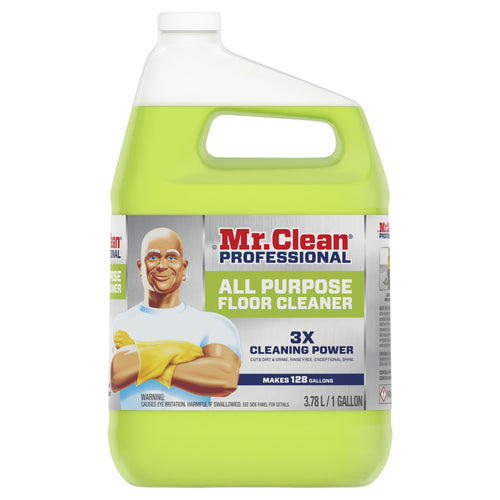 Front-facing one-gallon jug of Mr. Clean Professional All Purpose Floor Cleaner with green liquid and label