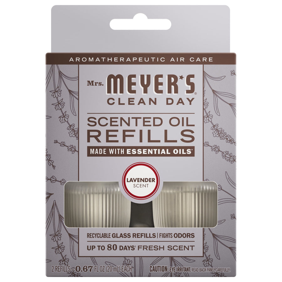 Mrs. Meyer’s Clean Day lavender scented oil refill twin-pack in branded packaging with visible refill bottles