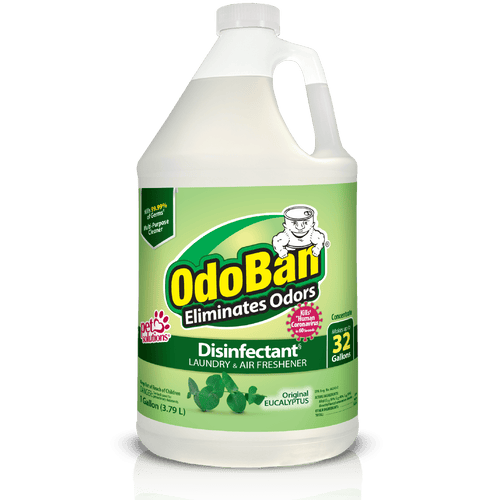 Single one-gallon OdoBan disinfectant bottle with green eucalyptus label on a white background.