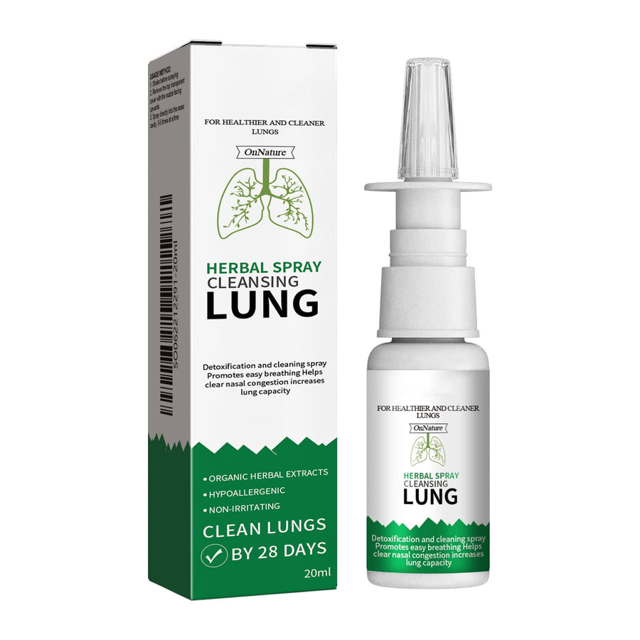 onnature herbal spray cleansing lung nasal spray bottle and box, 20 ml