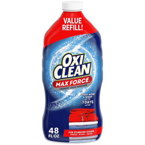 Single OxiClean Max Force value refill bottle with red cap and label showing 48 fl oz on white background