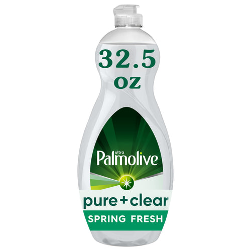Clear Palmolive pure+clear Spring Fresh dish soap bottle with prominent 32.5 oz text on white background