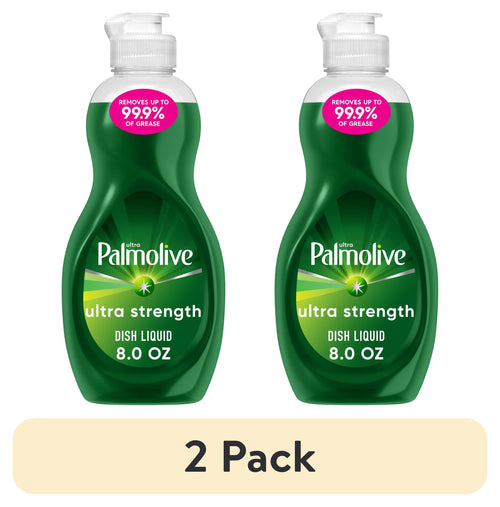 Two Palmolive Ultra Strength green dish liquid bottles side-by-side with a '2 Pack' label below
