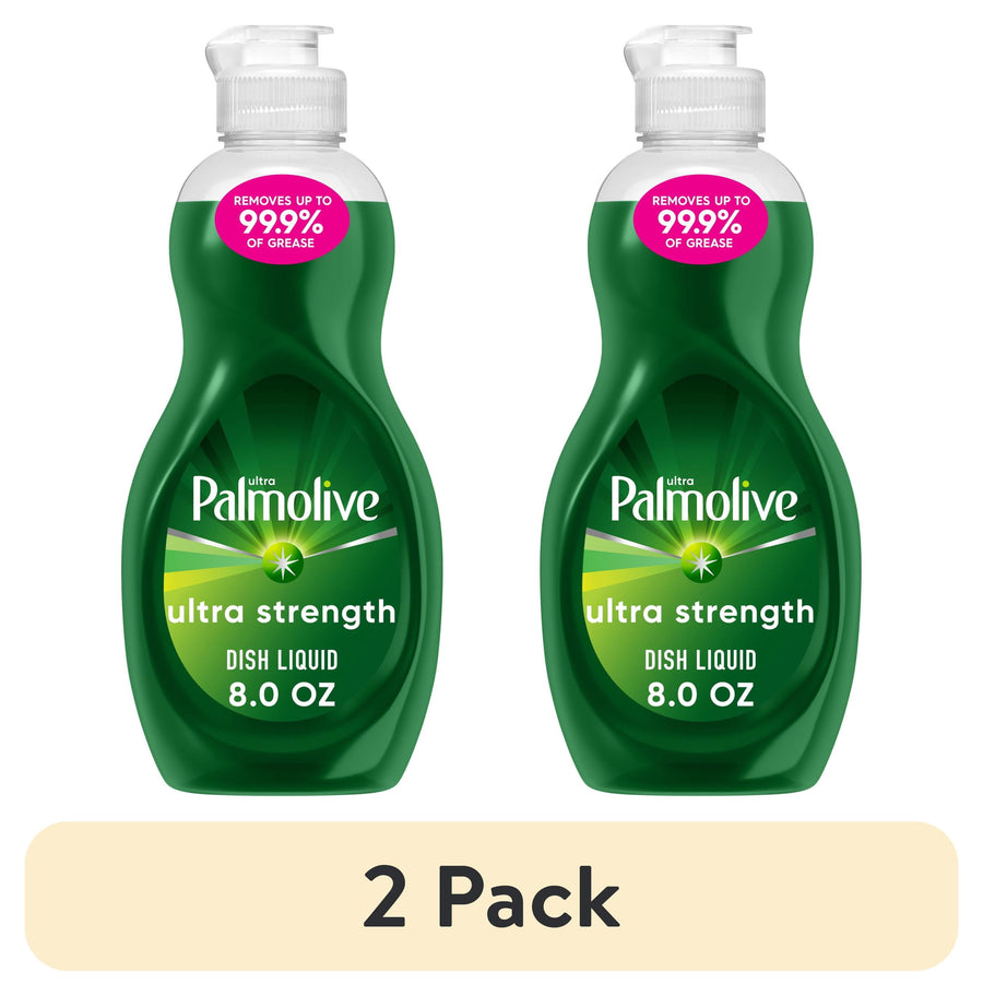 Two Palmolive Ultra Strength green dish liquid bottles side-by-side with a '2 Pack' label below