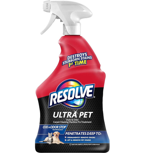 Red Resolve Ultra Pet spray bottle with white trigger, black label and product logo on white background