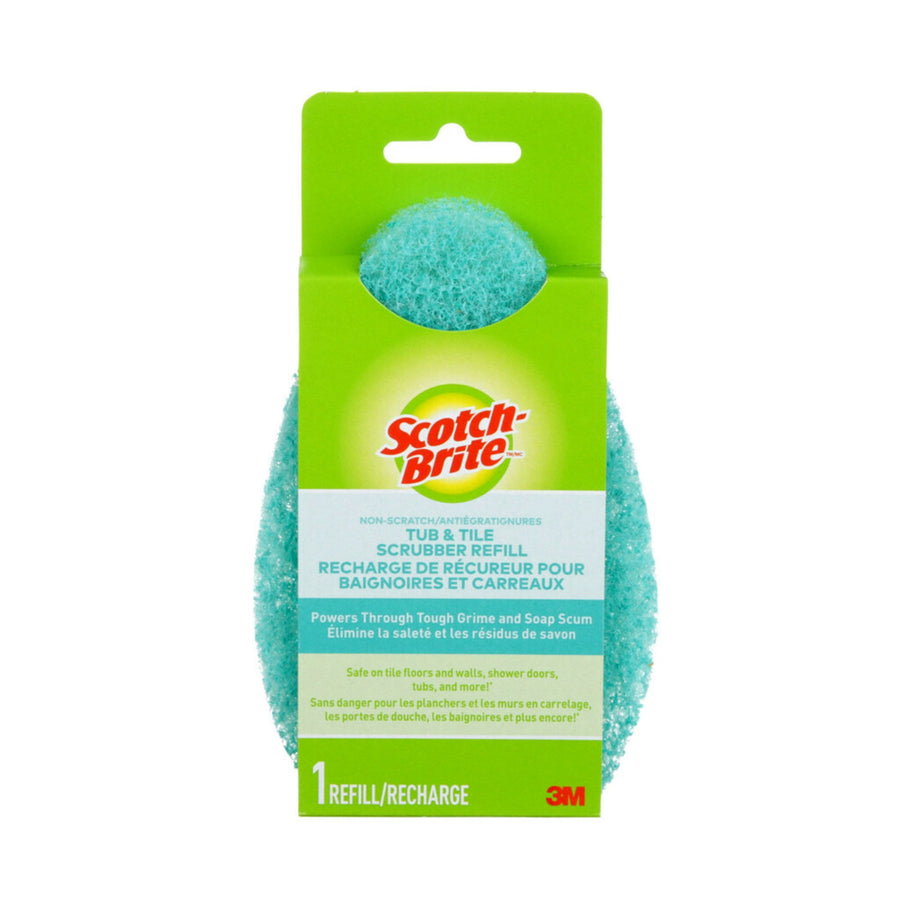 Single Scotch-Brite tub & tile scrubber refill in green hang-card packaging on white background